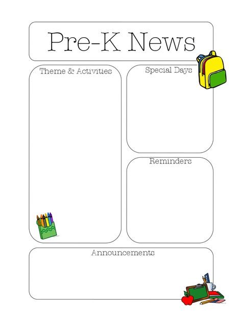 The Crafty Teacher: Pre-K Newsletter Template Talking To Parents, Teacher Newsletter Template, Teacher Calendar, News Letters, Monthly Newsletter Template, Printable Letter Templates, Preschool Newsletter Templates, Newsletter Template Free, Preschool Newsletter