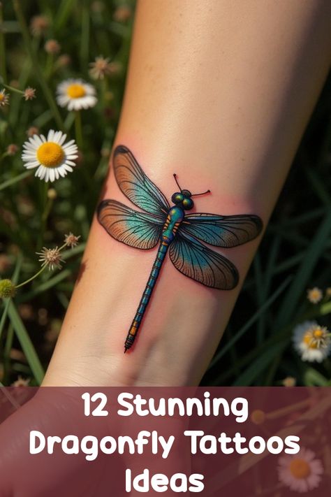 Colorful Dragonfly Tattoo, Traditional Dragonfly Tattoo, Dragonfly Tattoo For Women, Dragonfly Tattoos, Dragonfly Tattoo Design, Virgo Tattoo, Tattoo Now, Aquarius Woman, Pisces And Sagittarius