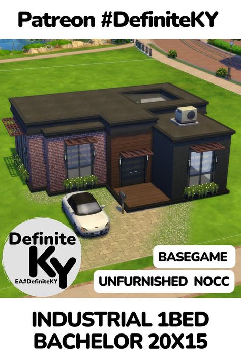 Basegame NOCC/Mod-Free. Download from Patreon/EA gallery #DefiniteKY Sims 4 Base Game, Game Loft, Sims 4 Houses Layout, Sims Houses, Sims Builds, Bloxburg Codes, Sims 4 House Plans, Sims 4 House Building, Sims 4 House Design