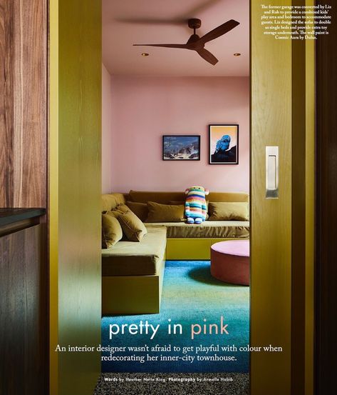 Family Townhouse, Minimalism Living, Clifton Hill, Pink Curtains, Pink Room, Pink Decor, The Design Files, Pink Walls, Girls Room