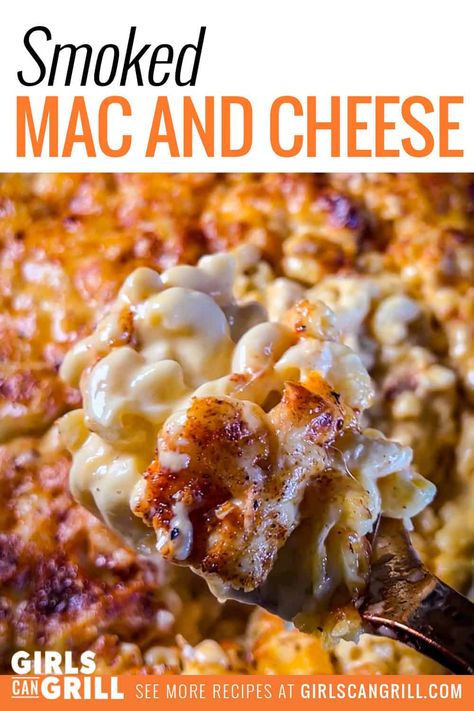 Easy Sides For Smoker, Smoked Halloween Food, Bulk Bbq Food, Mac And Cheese On Traeger, Bbq Side Recipes, Supper Ideas On The Grill, End Of Summer Cookout Food, Bbq Max And Cheese, Mac And Cheese Traeger