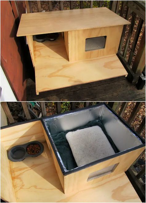 Outdoor Cat House Plans, Cat House Outdoor Winter, Outside Cat Shelter, Outdoor Cat House Diy, Diy Outdoor Cat House, Insulated Cat House, Outside Cat House, Heated Cat House, Cat House Plans