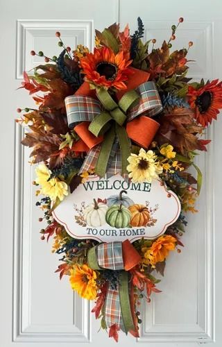 TheCreativeHoneyB - Etsy Country Home Decor Farmhouse, Cocoa Florida, Wreath Alternative, Teardrop Swag, Fall Swags, Swag Wreath, Rustic Fall Decor, Wreath Rustic, Valentines School