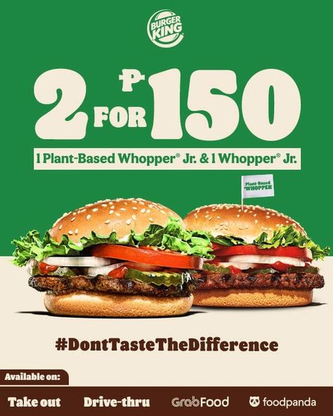 Burger King – 2 for ₱150 Whopper Jr. Promo Food Promotion, Burger Menu, Pizza Design, Food Menu Design, Food Content, Smash Burger, Food Graphic Design, Food Poster Design, Food Ads