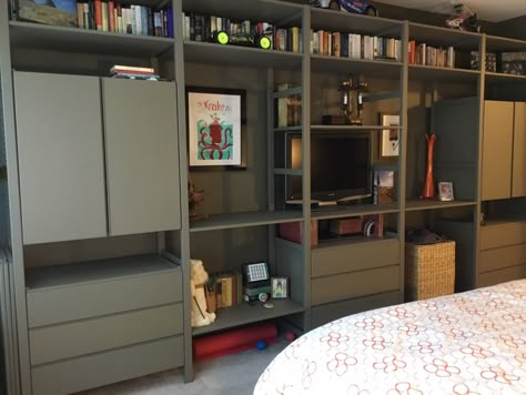 Ivar Cabinet Bedroom, Ikea Ivar Shelving, Sw Brainstorm Bronze, Brainstorm Bronze, Office And Spare Bedroom Ideas, Ivar Ideas, Ivar Shelves, Ivar Regal, Ivar Cabinet