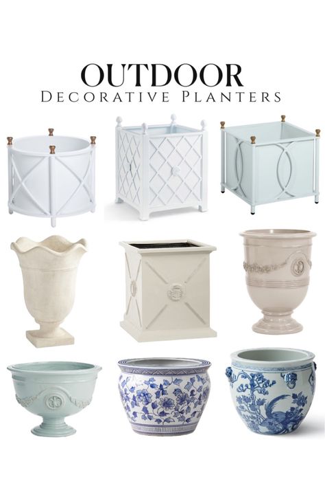 Blue Ming Handpainted Ceramic … curated on LTK Exterior Planter, Large Ceramic Planters, Chinoiserie Planter, White Urn, Antique Planter, Outdoor Urns, Modern Chinoiserie, Pottery Display, Gold Planter