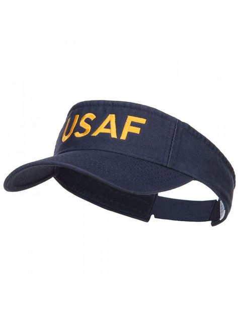 USAF Embroidered Cotton Washed Visor - Navy - C1184WX9CLX - Hats & Caps, Women's Hats & Caps, Visors  #menscaps #menshats #menstyle #mensoutfits #caps #hats #Visors Womens Visor, Air Forces, Visor Hat, Cap Fashion, United States Air Force, Women's Hats, Season 8, Outfit Combinations, Hat Band