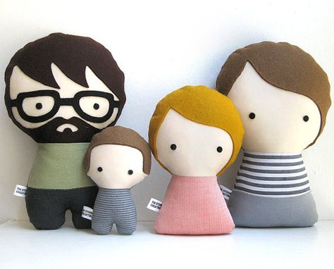 Handmade Personalized Family with child and by citizenscollectible Baby Mobil, Hello Kitty Birthday, Rag Dolls, Sewing Dolls, Sewing Toys, Boy Doll, Felt Dolls, Felt Toys, Soft Dolls