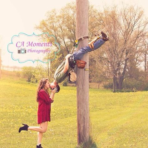 #lovemylineman #linelife #linemanlove #photography #lineman Lineman Wedding Photos, Lineman Couple Pictures, Lineman Engagement Pictures, Lineman Photo Shoot, Lineman Wedding Ideas, Girlfriend Poses, Lineman Quotes, Lineman Decor, Lineman Love