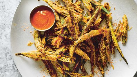 Make Dishoom’s okra fries Vegetarian Tagine, Roasted Okra, Okra Fries, Seafood Gumbo, Tamarind Chutney, Fries Recipe, Hot Cross Buns, Easy Drinks, Cross Buns