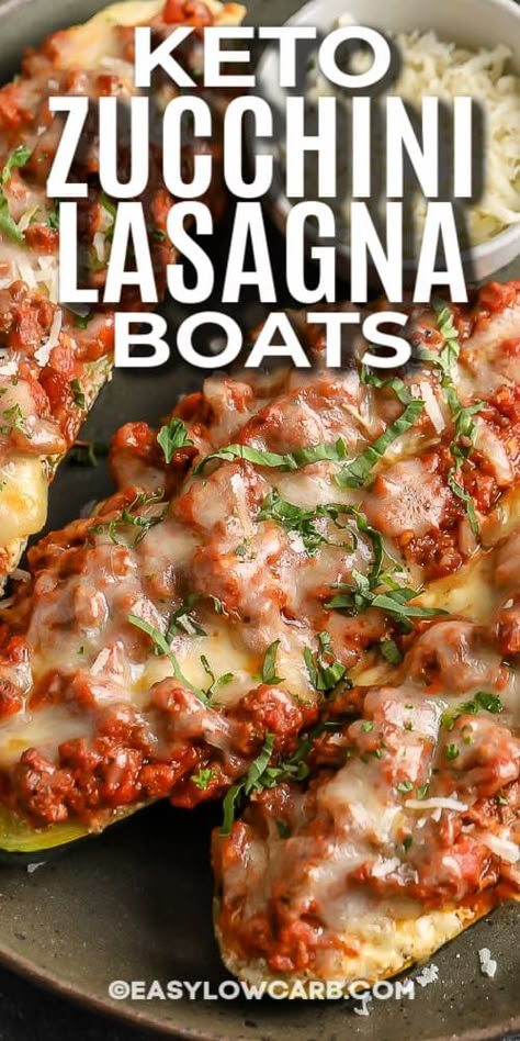 These cheesy Keto Zucchini Lasagna Boats are fun and easy to make. With ground beef meat sauce and 3 types of cheese stuffed into zucchini boats, who needs pasta anyway? #easylowcarb #zucchinilasagnaboats #ketozucchiniboats #entree #recipe #lowcarb #keto #easy #healthy #withgroundbeef #cheesy #boatdishes #delish Zucchini Lasagna Boats, Chakra Foods, Keto Zucchini Lasagna, Lasagna Boats, Keto Vegetables, Zucchini Boat Recipes, The Boiled Egg Diet, Keto Zucchini, Green Zucchini