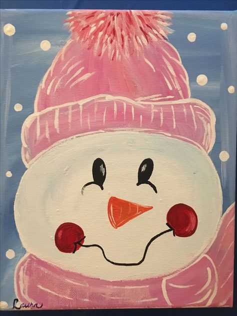 Snowman pink canvas painting Pink Christmas Paintings On Canvas, Pink Christmas Painting Easy, Pink Christmas Painting, Snowmen Paintings, Chloe Art, Holiday Paintings, Snowmen Ideas, Painting 2023, Cute Easy Paintings