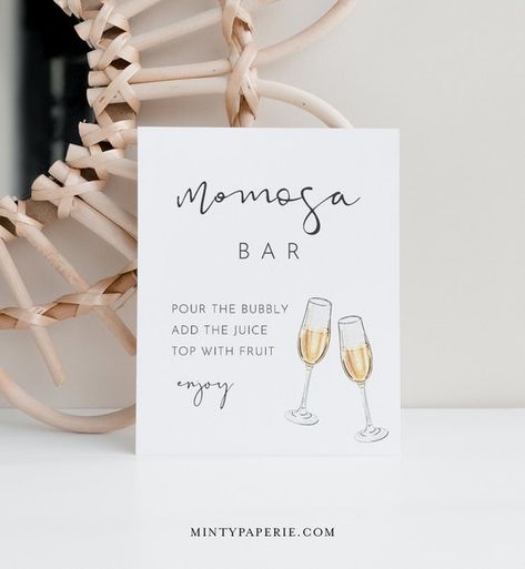 Mimosa Sign, Bubbly Bar, Mimosa Bar Sign, Mimosa Bar, Welcome Letters, Minimalist Baby, Bar Sign, Sign Templates, Bar Signs