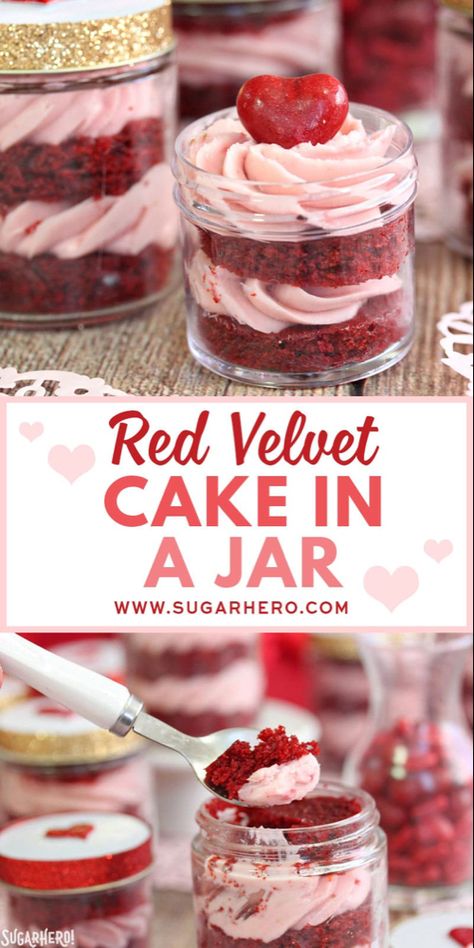 Mason Jar Desserts Recipes, Mason Jar Cakes, Cake Jars, Strawberry Cream Cheese Frosting, Mason Jar Desserts, Cupcake In A Jar, Cake In A Jar, Dessert In A Jar, Mason Jar Meals