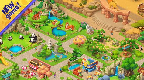 Playrix - Wildscapes Creative Soft Launch on Behance Zoo Games, Safari Game, Soft Launch, Farm Layout, Wild Safari, Animal Habitats, Casual Game, Game Inspiration, Interaction Design