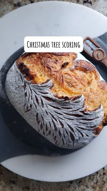 Christmas Tree Sourdough Bread, Sourdough Christmas Tree, Loaf Scoring, Holiday Bread Scoring, Sourdough Bread Designs Christmas, Sourdough Wreath, Christmas Shaped Sourdough, Thanksgiving Bread Scoring, Christmas Bread Ideas