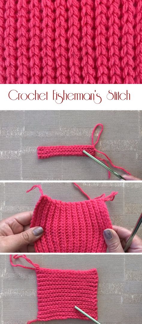 How to Crochet Fisherman’s Stitch - Design Peak Purl Bee, Crochet Knit Stitches, Crochet Blog, Crochet Motifs, Crochet Instructions, Crochet Stitches Tutorial, Crochet Stitches Patterns, Crochet Stitch, Knit Stitch