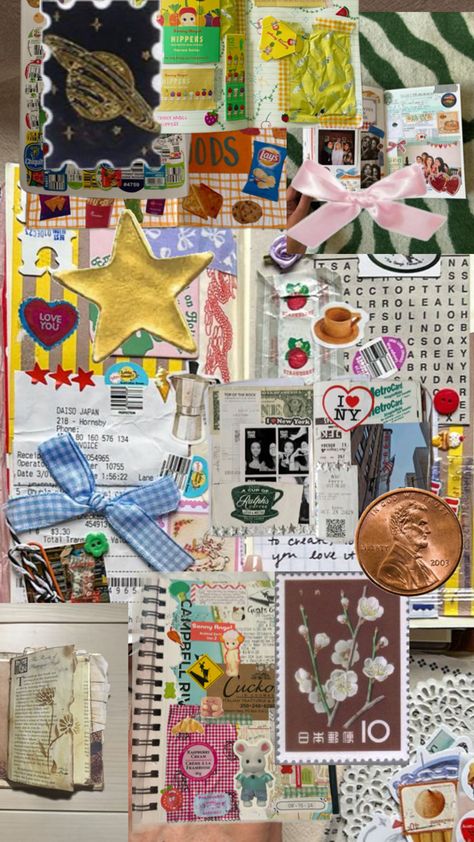 a term called junk journaling is now on the rise ! It’s typically just scrapbooking with a Gen z twist, With elements dedicated to the memories we hold and every thing we collect so we don’t forget Daiso Japan, Journal Inspo, Junk Journal, Stamp, Collectibles, Collage