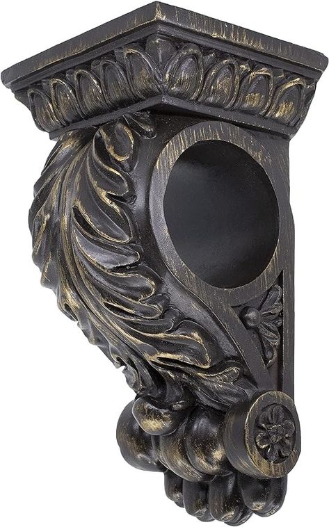 Amazon.com: MERIVILLE Chatecu Drapery Sconce, Corbel Bracket, Drapery Scarf Swags, Wall Décor, Bronze, 1Pcs : Home & Kitchen Victorian Curtain Rods, Corbel Brackets, Victorian Curtains, Window Dimensions, Curtain Rod Holders, Rod Holders, Drapery Hardware, Home Board, Rod Holder