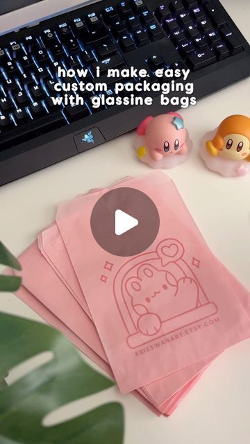 kris swan on Instagram: "how i make easy custom packaging with glassine bags!

i’ve been working on switching from cellophane bags to glassine bags for most orders to be more eco-friendly. another perk is how easy it is to customize them! i just use procreate and photoshop to make my design then print. its as simple as that! 

i get my glassine bags on amazon, for the exact ones i use check out the link in my bio for my amazon storefront! happy packing! 💖

#custompackaging #diypackaging #smallbusinesssupplies #smallbusinesshacks #glassinebags #cutearteveryday #bunnyart #cuteart" Bags On Amazon, Glassine Bags, Bunny Art, Amazon Storefront, Cellophane Bags, Small Business Tips, Custom Packaging, My Design, Business Supplies