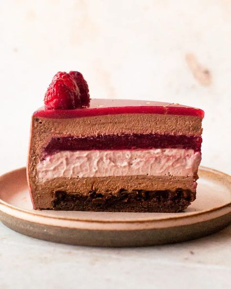 Chocolate Raspberry Mousse, Chocolate Raspberry Mousse Cake, Raspberry Mousse Cake, Showstopper Cakes, Mousse Cake Recipe, Blueberry Cake Recipes, Raspberry Mousse, Cake Recipes Easy Homemade, Chocolate Crunch