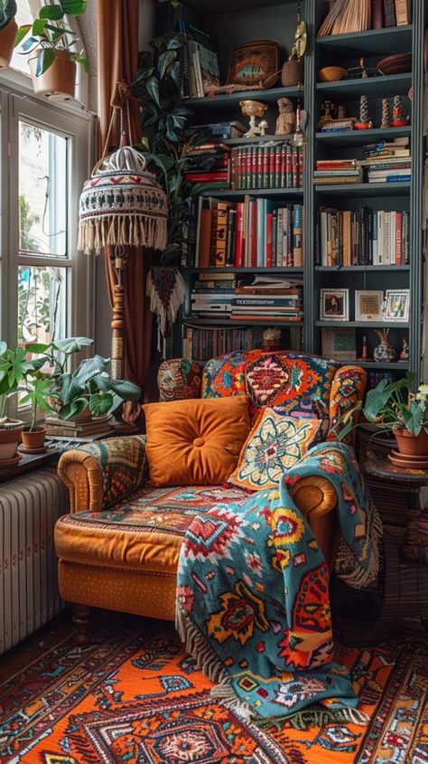 Balcony Bliss: Transforming a Small Balcony into a Cozy Outdoor Retreat - Interitor Reading Nook Ideas For Adults, Small Home Library Ideas, Vintage Home Ideas, Small Space Living Hacks, Space Saving Ideas For Home, Library Rooms, Cozy Reading Corner, Hermit Crabs, Dopamine Decor