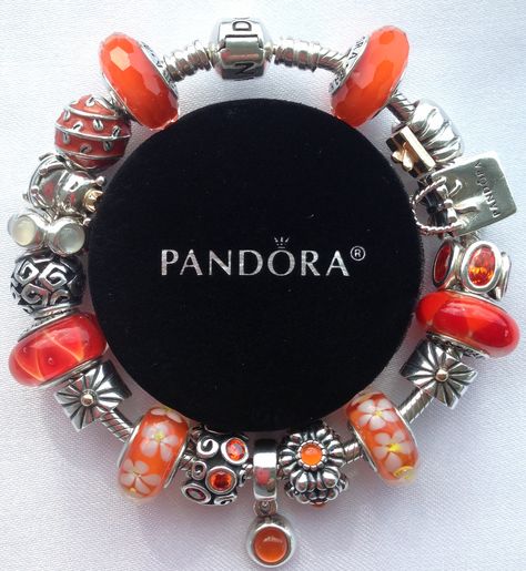 Orange Pandora Bracelet, Pandora Design, Pandora Shop, Pandora Bracelet Designs, Pandora Inspiration, Bracelet Inspiration, Pandora Jewelry Charms, Pandora's Box, Orange Bracelet