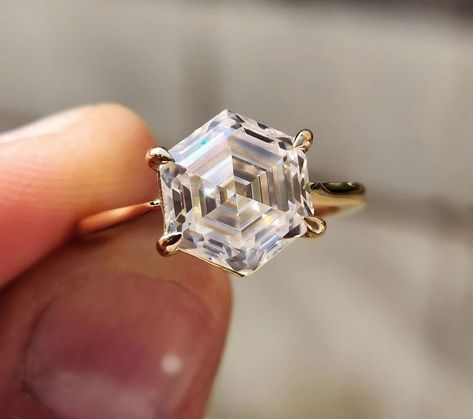 Excited to share the latest addition to my #etsy shop: 2.60 CT Hexagon Step Cut Moissanite Ring/ Antique Moissanite Engagement Ring/ Wedding Ring/ Ring For Women/ Anniversary Ring/ Promise Ring https://etsy.me/3lYskHc #keyslocks #moissanite #colorless #unisexadults Two Tone Vintage Engagement Ring, Octagon Cut Engagement Ring, Hexagon Engagement Ring Vintage, Octagon Wedding Ring, Honeycomb Engagement Ring, Gold Hexagon Engagement Ring, Hexagonal Ring Engagement, Hexagonal Wedding Ring, Hexagon Moissanite Engagement Ring