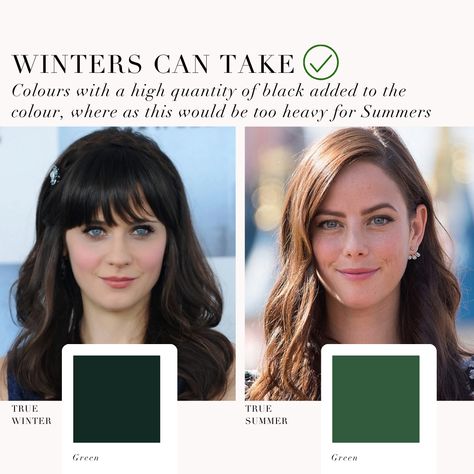 True Winter VS True Summer comparison, can you see the subtle differences? Often we see with our clients that when they are a True Summer they thought they were going to be a True Winter and vice versa! This is because the palettes share the same temperature, however True Winter is darker and more intense.⁠ .⁠ #coloranalysis #colouranalysis #coloranalyst #winterpalette #truewinter #truesummer #summerpalette True Winter Color Palette, Clear Winter, True Summer, Winter Color Palette, True Winter, Winter Color, Color Analysis, Diy Beauty, Color Palette