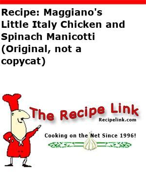 Recipe: Maggiano's Little Italy Chicken and Spinach Manicotti (Original, not a copycat) - Recipelink.com Chicken And Spinach Manicotti, Phoenicia Diner, Chicken Manicotti, Spinach Manicotti, Marble Cake Recipes, Dark Chocolate Fudge, Chocolate Peanut Butter Pie, Classic Lasagna, Chicken Spinach