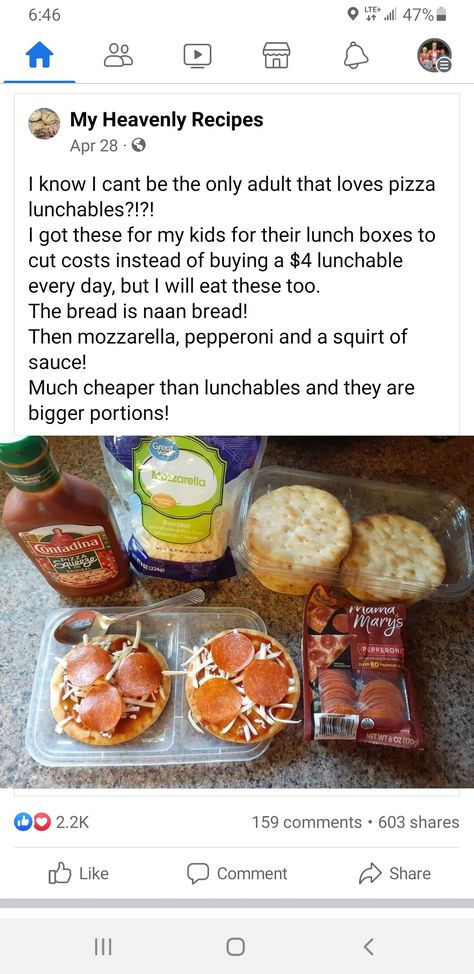 Homemade Pizza Lunchables, Diy Pizza Lunchables, Pizza Lunchable, Mama Cooking, Grandma Cooking, Diy Pizza, Naan Bread, Love Pizza, Work Lunch