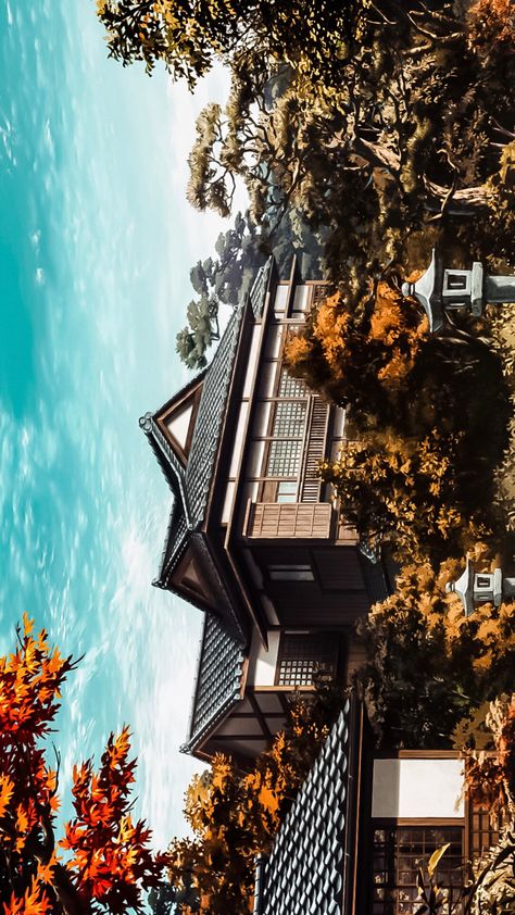 Demon Slayer Scenery Background, Demon Slayer House, Japanese House Aesthetic, Nezuko Wallpaper, House In Forest, Fall Anime, Japanese Forest, Lucid Dream, Anime City