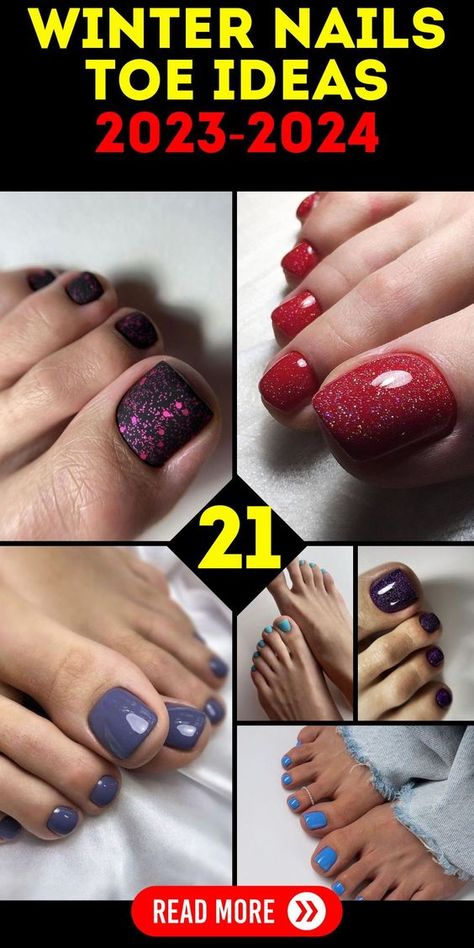 Gel Magic: Get Festive with Winter Nails Toe 2023-2024 Colors and Designs #pedicuredesigns #nailart #footfashion #nailsofinstagram #pedicureideas #summersoles #wintertoes #toetrending #diymani #glittertoes #sparkleandshimmer #footfun #getnailed February Pedicure Colors, January Pedicure Colors 2024, Toe Nail Colors Winter 2024, December Pedicure Colors, 2024 Toe Nails, Winter Toe Designs, Winter Toes Nails Colors 2023, Christmas Toe Nails 2023, Toenail Polish Winter