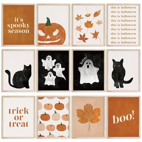 PRICES MAY VARY. SET OF 12: There are totally 12pcs wall art prints, and each have different patterns, and measures 8 x 10inch, suitable for wall decoration or photo frames.(The wall art prints are UNFRAMED.) BOHO HALLOWEEN DESIGN: These art poster decor are all in boho style, and combined with fall and Halloween elements and letters, such as pumpkin, ghost, black cat, maple leaf, boo, etc., novel and trendy design make them more attractive, well match the fall and Halloween festive. WATERPROOF Halloween Aesthetic Poster, Fall Aesthetic Prints, Halloween Posters Aesthetic, Cute Halloween Posters, Halloween Gallery Wall Printables, Halloween Decor Printables, Fall Gallery Wall, Fall Posters Aesthetic, Halloween Decorations Bedroom