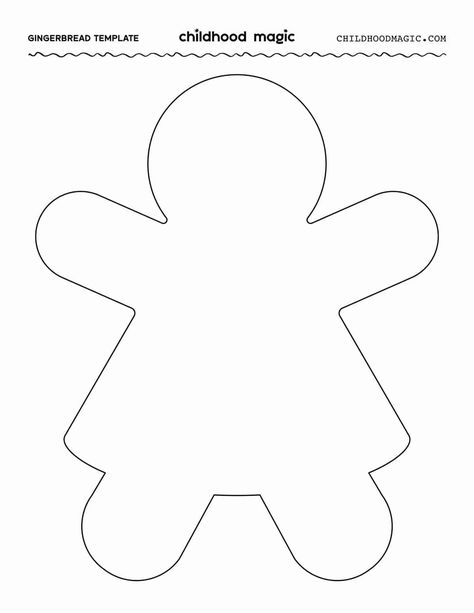 Gingerbread Man Template - Free Printable - Childhood Magic Free Printable Gingerbread Man, Gingerbread Man Craft, Gingerbread Man Template, Christmas Bingo Printable, Gingerbread Man Crafts, Snow Globe Crafts, Globe Crafts, Family Coloring Pages, Christmas Tree Template