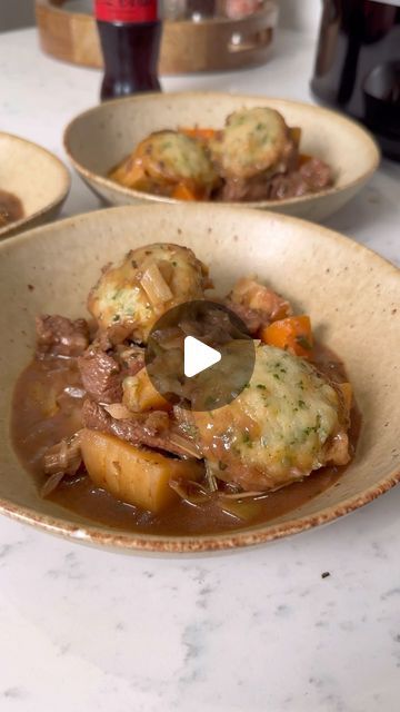 Jon Watts on Instagram: "AD| Slow Cooker beef Stew with Dumplings 😍
@cocacolagbi 
 
A moment, a meal, and an ice cold glass of Coca Cola Zero Sugar. Now that’s what I call a recipe for magic. ✨
 
Recipe serves 4
 
700g Diced braising steak
2 tbsp plain flour
500ml Beef stock
200ml Red wine
2 tbsp Tomato paste
2 tbsp Worcestershire sauce
2 tbsp Soy sauce
1 Onion, diced
2 Carrots, roughly chopped
1 Leek, roughly chopped
2 Parsnips, roughly chopped
10g Rosemary, chopped
10g Thyme, chopped
 
For the dumplings:
 
125g Self-raising flour
125g Beef suet 
40g Parmesan, grated
10g Parsley, chopped
 
1.     Pop the diced beef and plain flour straight into the slow cooker and mix well.
2.     Pour in the beef stock, red wine, Worcestershire sauce, soy sauce and add the tomato paste, onion, carrot, l Stew With Dumplings, Beef Stew With Dumplings, Braised Steak, Flower Vines, Coca Cola Zero, Meal Inspiration, Slow Cooker Beef Stew, Healthy Slow Cooker, Beef Stew Recipe