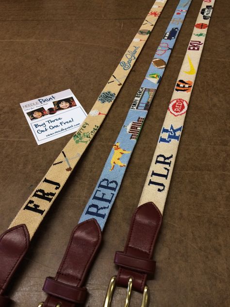 Custom Needlepoint Belts by NeedlePaint  http://www.needlepaint.com/needlepoint-belts/ Needlepoint Belt, Needlepoint Projects, Boys Belt, Needlepoint Belts, Preppy Men, Friday Favorites, Needlepoint Designs, Needlepoint Kits, Canvas Designs