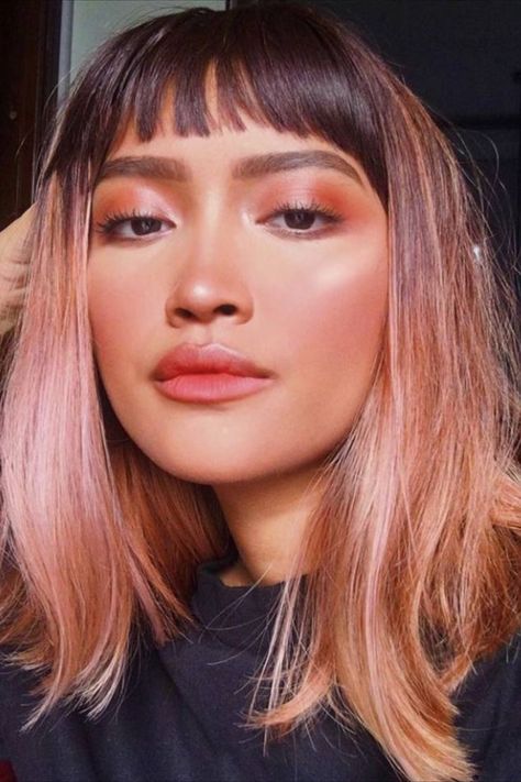 Brown To Pink Balayage, Hair Colour Trends, Pink Balayage, Color Block Hair, Hairstyles Diy, Autumn Hair, Medium Bob, Ava Max, Medium Bob Hairstyles