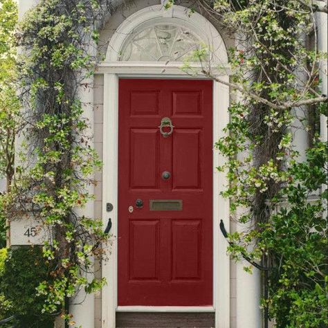 Benjamin Moore Front Door Colors, Red Exterior Doors, Red Front Door Paint Color, Red Doors On Houses, Red Front Door Ideas, Red Entry Door, Entry Door Colors, Red Door House, Painted Exterior Doors