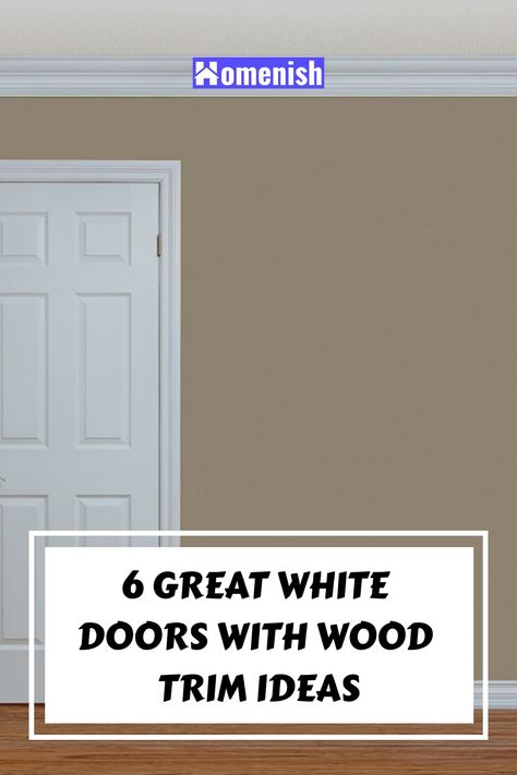 A white door with wood trim is a great combination to use in any interior design. To create visual interest, pairing your white door with an attractively painted or stained wooden frame can look fabulous. White interior doors are compatible with virtually any trim color so it’s not difficult to blend this combination with your home’s decor. What Color To Paint Interior Doors With Wood Trim, White Door Dark Trim, Tan Interior Doors White Trim, Painted Door With Stained Wood Trim, Stained Trim With Painted Doors, Stained Trim With White Doors, White Interior Doors With Wood Trim, Wood Trim White Doors, Painted Interior Doors With Wood Trim