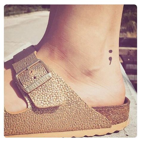 semicolon tattoo on the ankle. I like the message behind this. Colon Tattoo, Semicolon Project, Semi Colon, Semicolon Tattoo, Tasteful Tattoos, Jessie J, Popsugar Beauty, Ankle Tattoo, Foot Tattoos