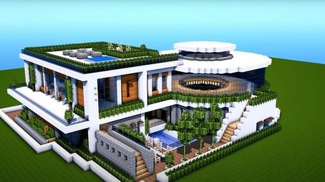 Pretty Minecraft Houses, Minecraft Modern Mansion, Big Minecraft Houses, Mansion Minecraft, Modern House Minecraft, Big Modern Houses, Modern Minecraft Houses, Case Minecraft, Minecraft Mansion