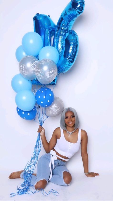 Blue Photoshoot Birthday, Blue And White Photoshoot Outfits, Blue Birthday Shoot, Blue Birthday Photoshoot, Scorpio Szn, 16 Photoshoot, Photoshoot Lights, Blue Sweet 16, 16th Birthday Outfit