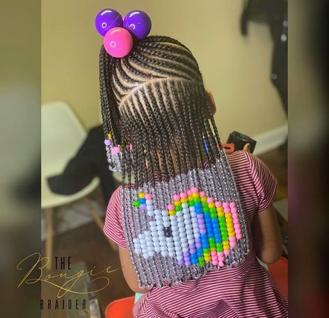 Kids Braids With Beads, Kids Ponytail, Braids And Beads, Braid Styles For Girls, Braids Beads, Black Kids Braids Hairstyles, Lil Girl Hairstyles, Kid Braid Styles, Beaded Art