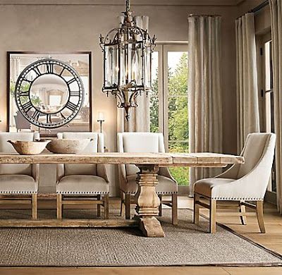 Restoration Hardware Dining Table, Restoration Hardware Dining Room, Restoration Hardware Dining, Mirror Dining Table, Wood Table Rustic, Rustic Dining Chairs, Furnitur Ruang Keluarga, Wood Dining Room Table, Farmhouse Dining Room Table