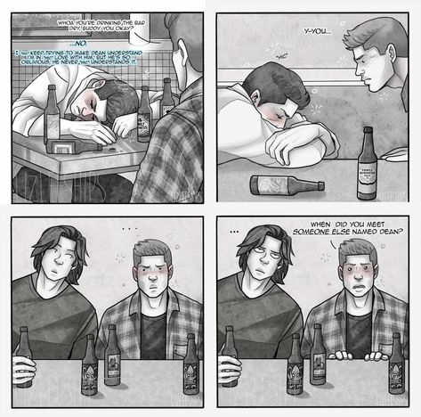 Destiel Fanart Cute Fluff, Destiel Fluff, Supernatural Fan Art Destiel, Destiel Comic, Dean X Castiel, Supernatural Drawings, Destiel Fanart, Supernatural Comic, Dean And Cas