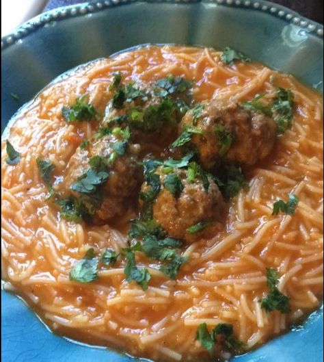 Mexican Fideo with Meatballs image Mexican Fideo, Fideo Recipe, Mexican Meatballs, Family Cookbook Project, Create A Cookbook, Meatball Soup, Meatballs Recipe, Family Cookbook, All Vegetables