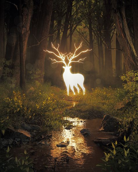 Daily Renders January 2020, Josh Pierce on ArtStation at https://www.artstation.com/artwork/9e4dnO Josh Pierce, Patronus Harry Potter, Deer God, Haru Kato, Deer Wallpaper, High Characters, Fantasy Worlds, Deer Art, San Michele