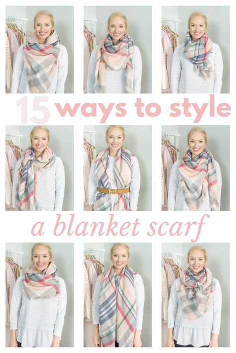 Looking for new ideas on how to wear a blanket scarf? I'm sharing 15 ways to tie a blanket scarf. Become an expert at styling a blanket scarf. Saving this to reference when I need it! Blanket Scarf Tutorial, Blanket Scarf Outfit, Square Blanket Scarf, Scarf Outfit Winter, How To Wear A Blanket Scarf, Wear A Scarf, Scarf Knots, Atlanta Fashion, Scarf Tutorial