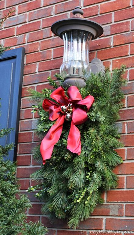 How to Make and Decorate with Holiday Greenery To Hang Over an Outdoor Light | In My Own Style Holiday Greenery, Porch Light, Diy Porch, Christmas Porch Decor, Cheap Christmas, Christmas Greenery, Front Porch Christmas Decor, Chicken Wire, Christmas Porch